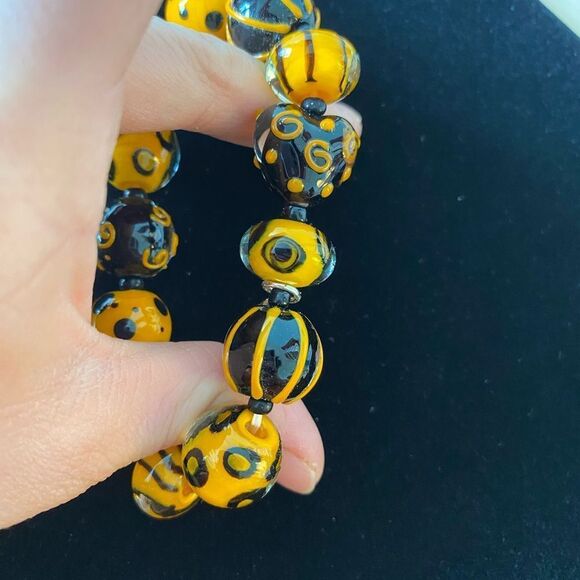 NWT Whimisgoth Beea Black & Orange Glass Beads Earring, Necklace & Bracelet Set - Picture 8 of 10